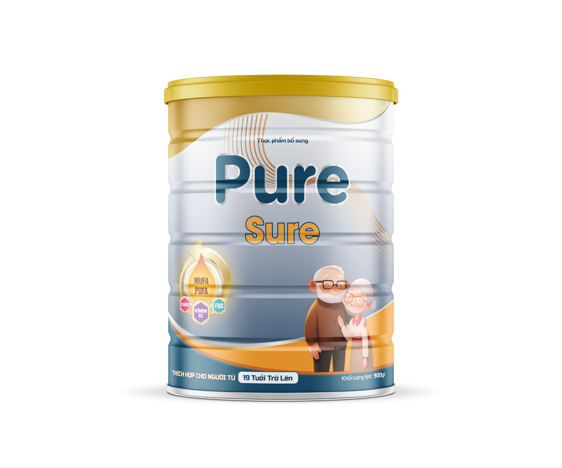 Lon sữa Pure Sure 900g của ATAMI dành cho người lớn và người cao tuổi