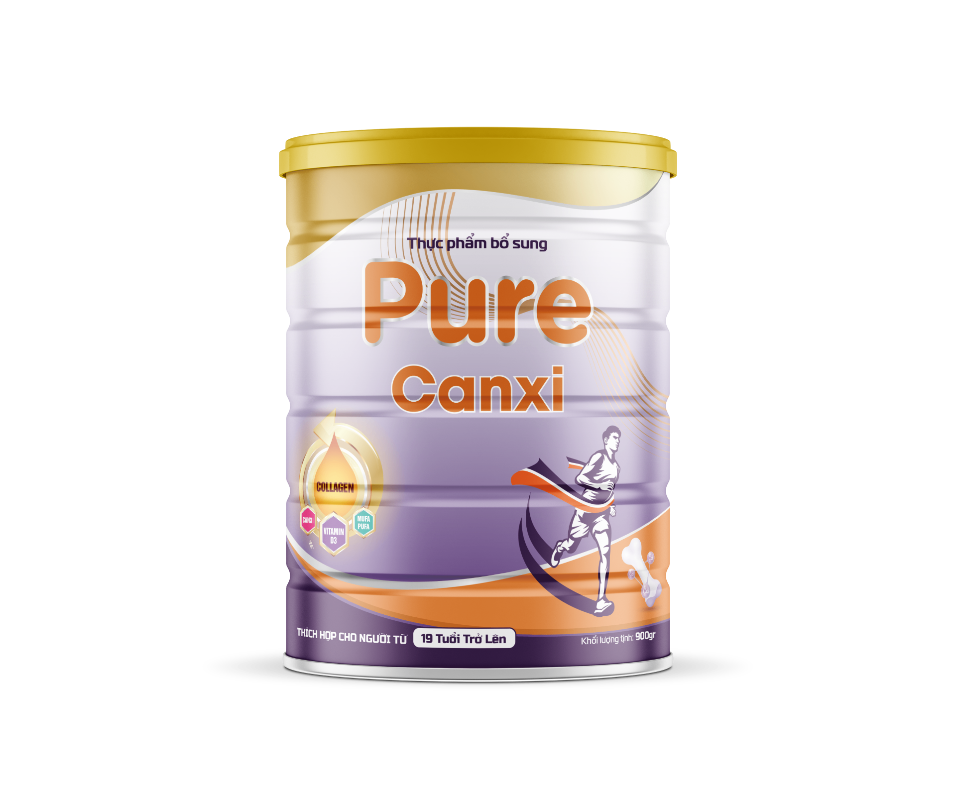 Lon sữa Pure Canxi 900g của ATAMI dành cho người từ 19 tuổi trở lên